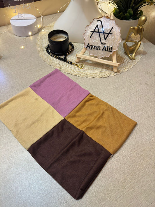 4 in 1 jersey tube band in Tea Pink, Dark Brown, Skin and Topaz by Aynn Alif Pakistan – soft stretchable hijab undercap for secure and polished scarf styling.