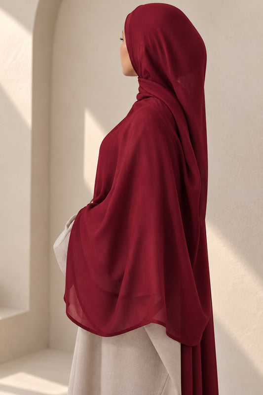 Extra large soft and breathable modal hijab in a rich berry shade