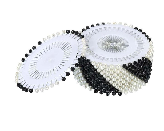 Black and white pinwheel hijab pins set with 30 elegant scarf pins for daily hijab wear.