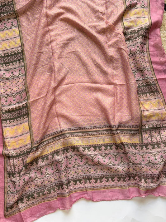 Blush pink printed lawn Tarkashi hijab soft breathable summer scarf