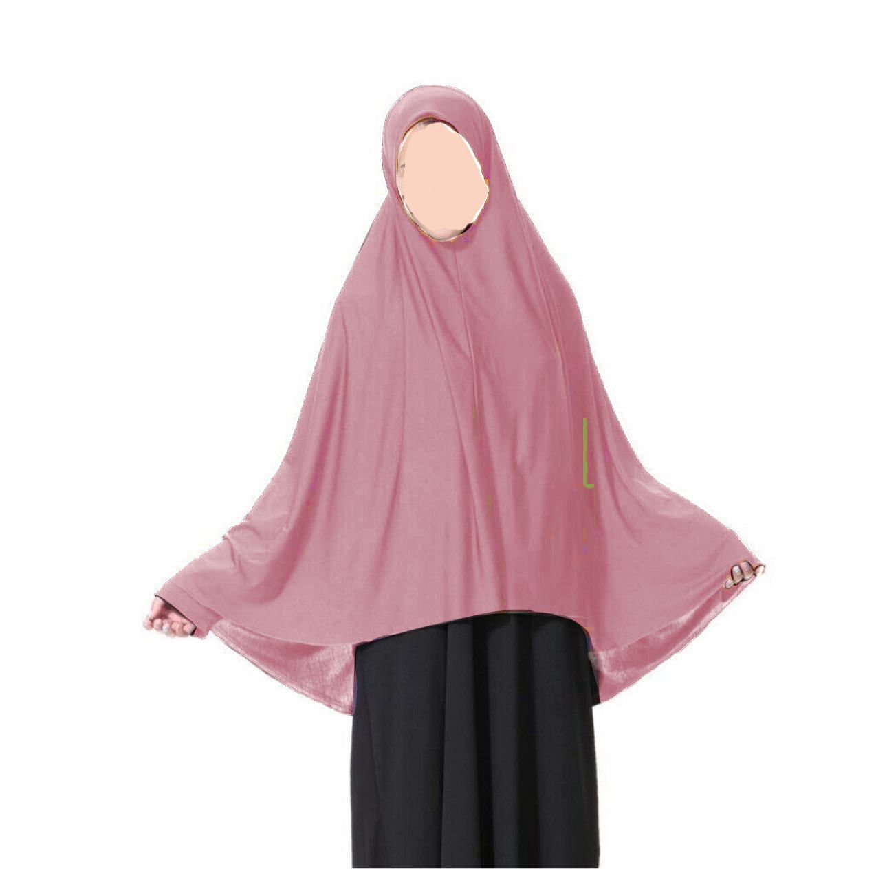 Blush pink teen half body khimar prayer scarf Pakistan anti slip jersey hijab