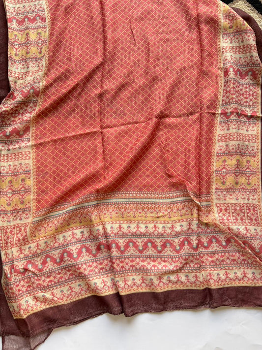 Coral pink printed lawn Tarkashi hijab breathable summer wear