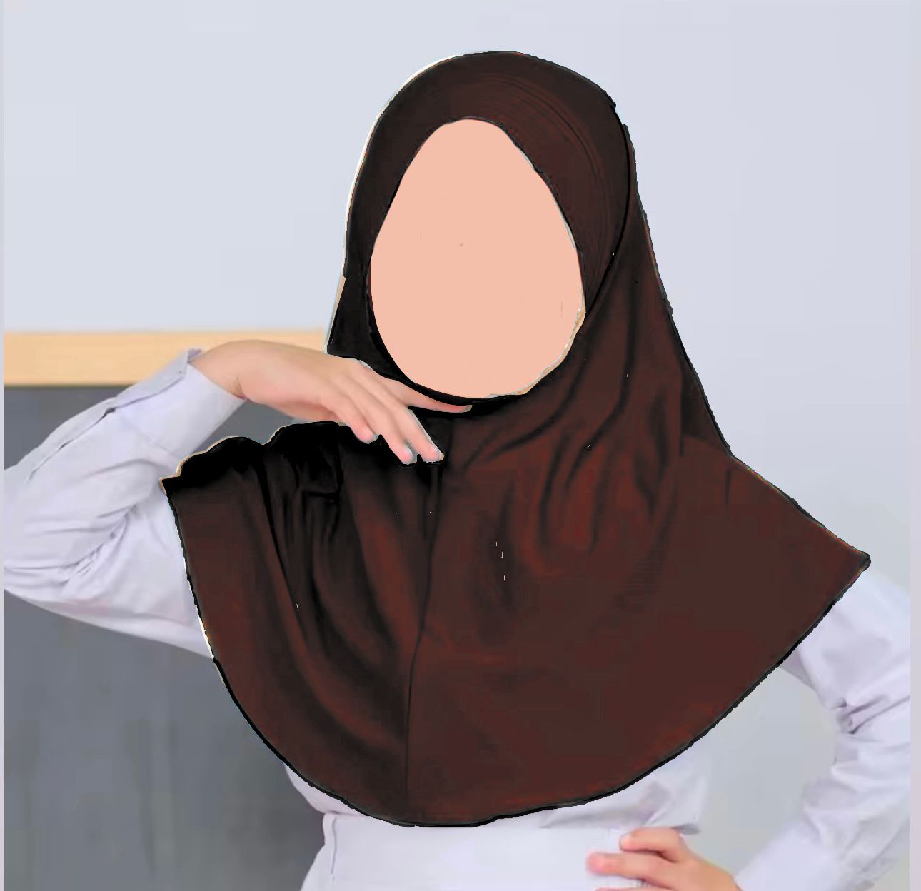 Dark brown kids jersey hijab scarf for girls age 5-9 years in Pakistan with breathable soft jersey fabric and modest coverage.