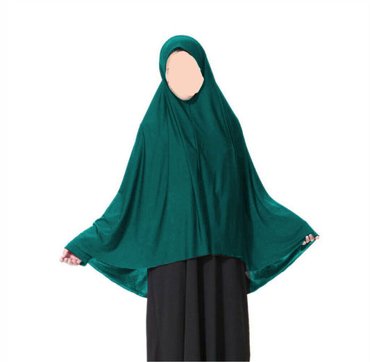 Dark green teen khimar jersey prayer scarf anti slip long modest hijab