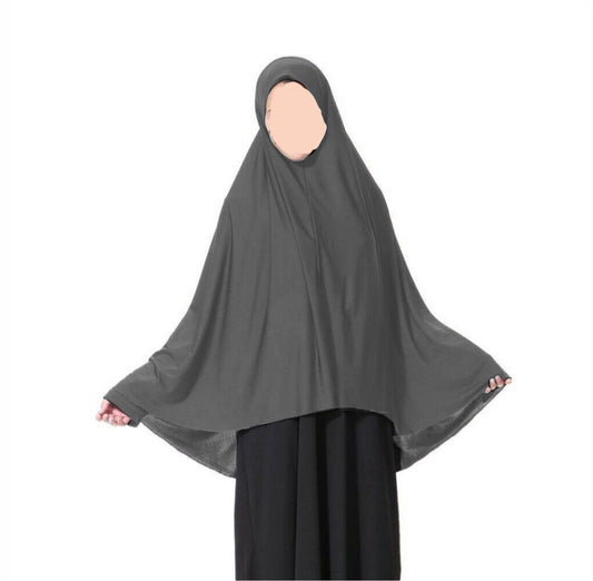 Dark grey teen khimar jersey prayer scarf anti slip coverage hijab