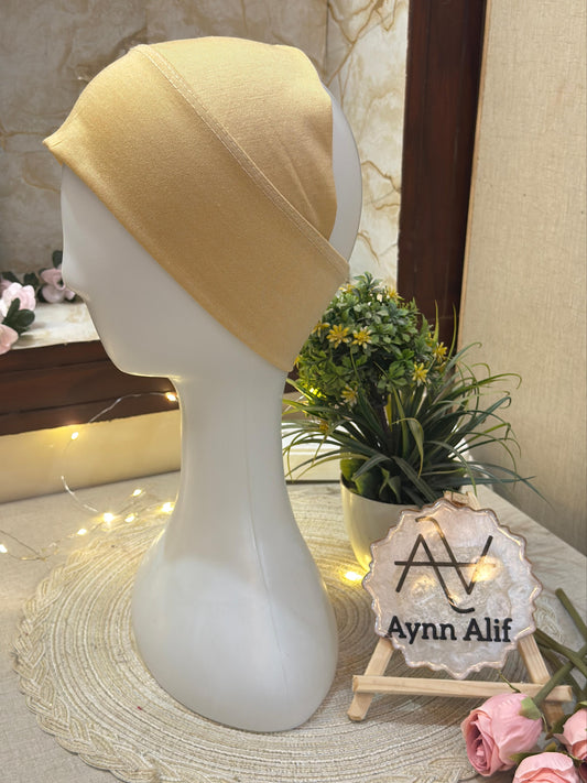 Beige tube underscarf band soft stretchable hijab underscarf
