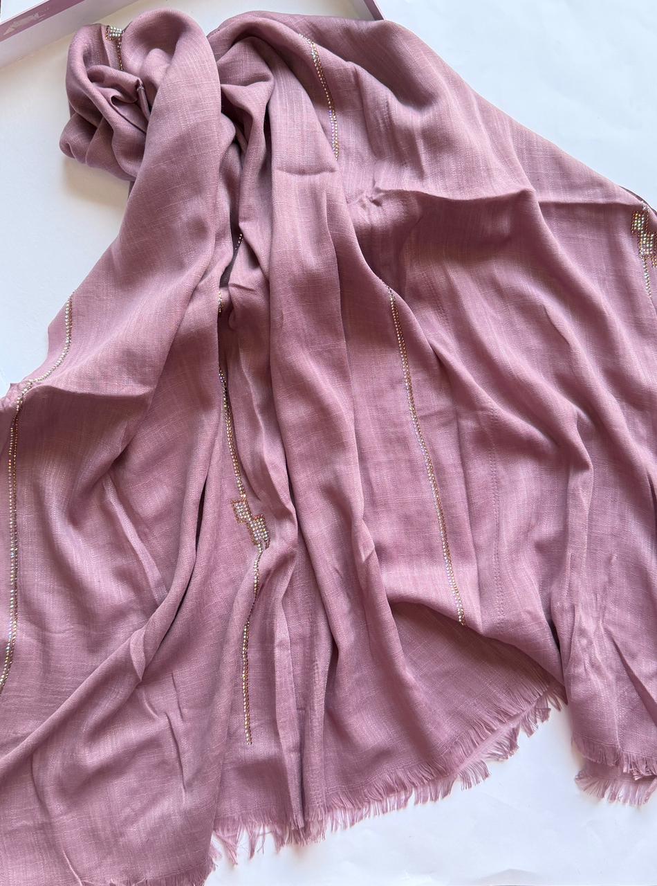 Lavender Turkish lawn hijab with crystals breathable soft lined modest scarf feminine style