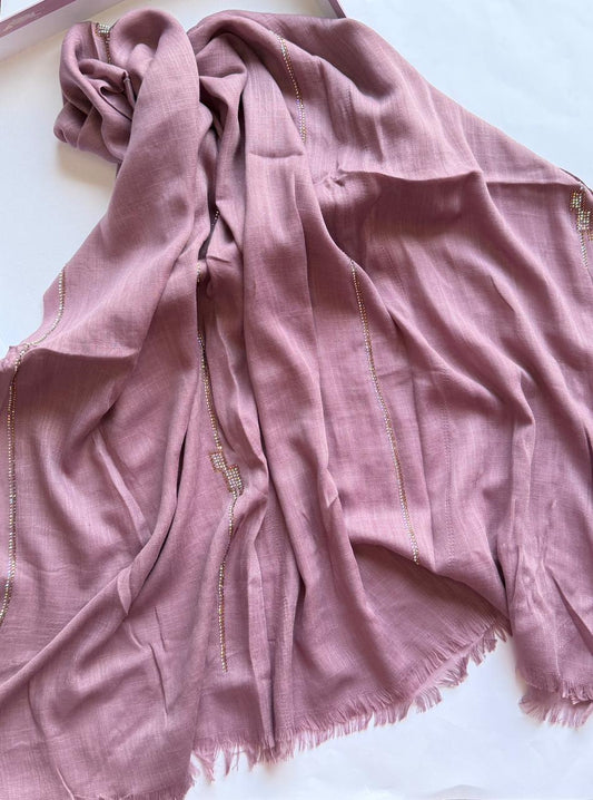 Lavender Turkish lawn hijab with crystals breathable soft lined modest scarf feminine style