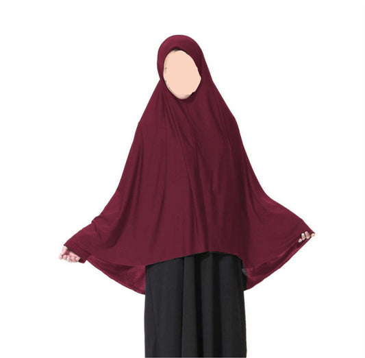 Maroon teen khimar jersey prayer scarf anti slip long modest hijab for namaz