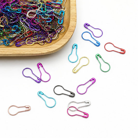 Multi Colour Snag-Free Pear Pins for hijabs featuring vibrant assorted colours and a smooth coil-free pear-shaped design that prevents snagging.