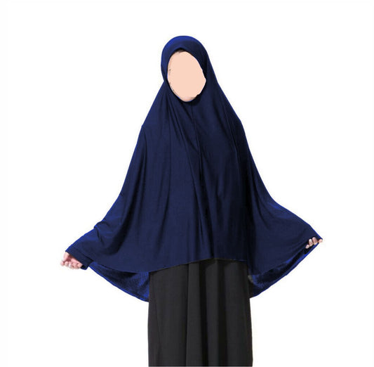 Navy blue teen khimar jersey prayer scarf anti slip modest hijab