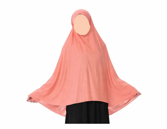 Peach teen jersey prayer scarf /makhna anti slip full coverage namaz hijab