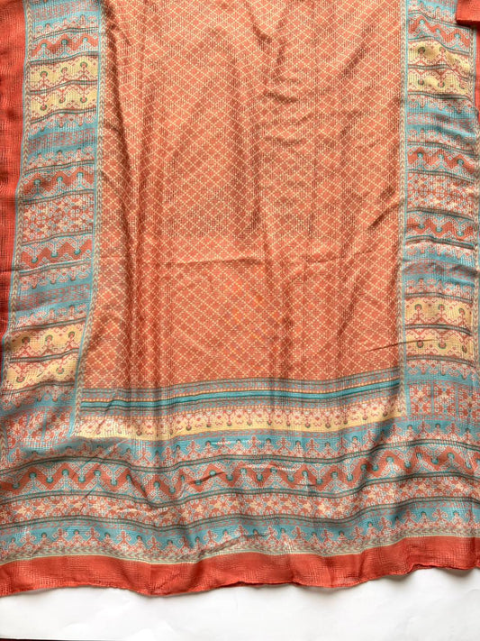 Peach printed lawn Tarkashi hijab soft breathable fabric