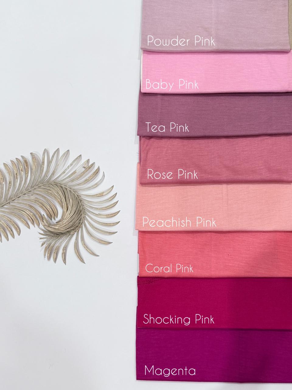 Pink shades plain tube bands underscarf powder baby tea rose coral magenta hijab cap