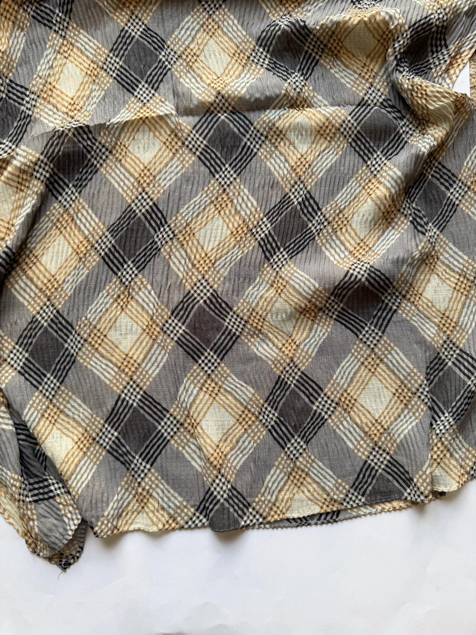 grey printed lawn pleated hijab lightweight breathable fabric