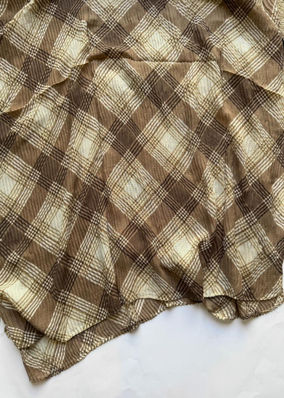light brown printed lawn pleated hijab soft breathable summer scarf