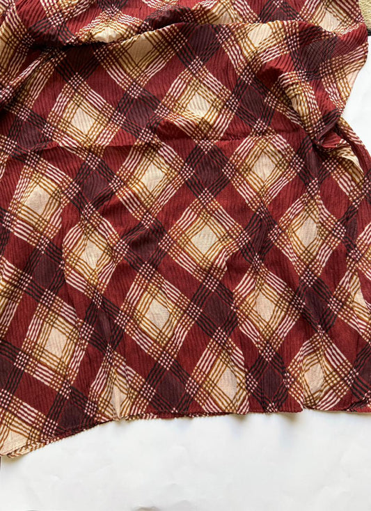 maroon printed lawn pleated hijab lightweight breathable fabric