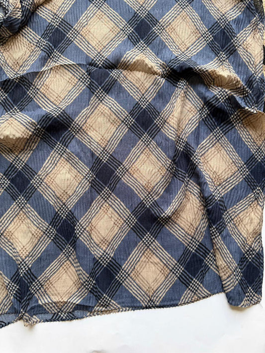 midnight blue printed lawn pleated hijab breathable lightweight scarf