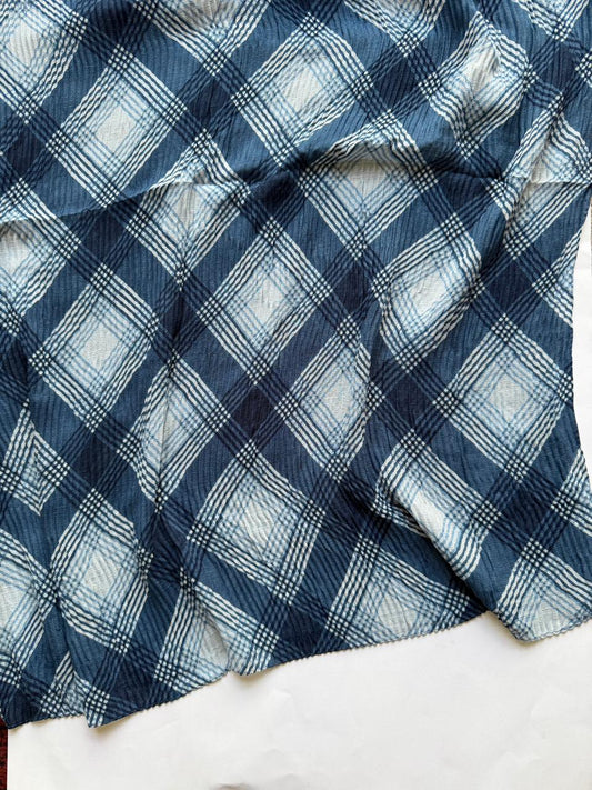 navy blue printed lawn pleated hijab breathable lightweight summer scarf