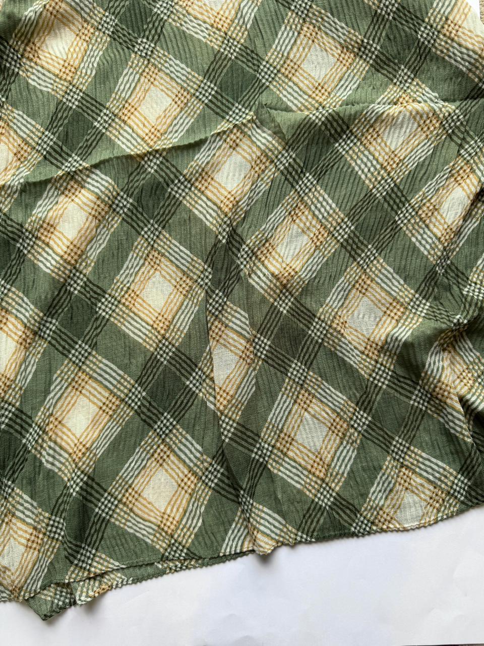 pista green printed lawn pleated hijab soft breathable scarf