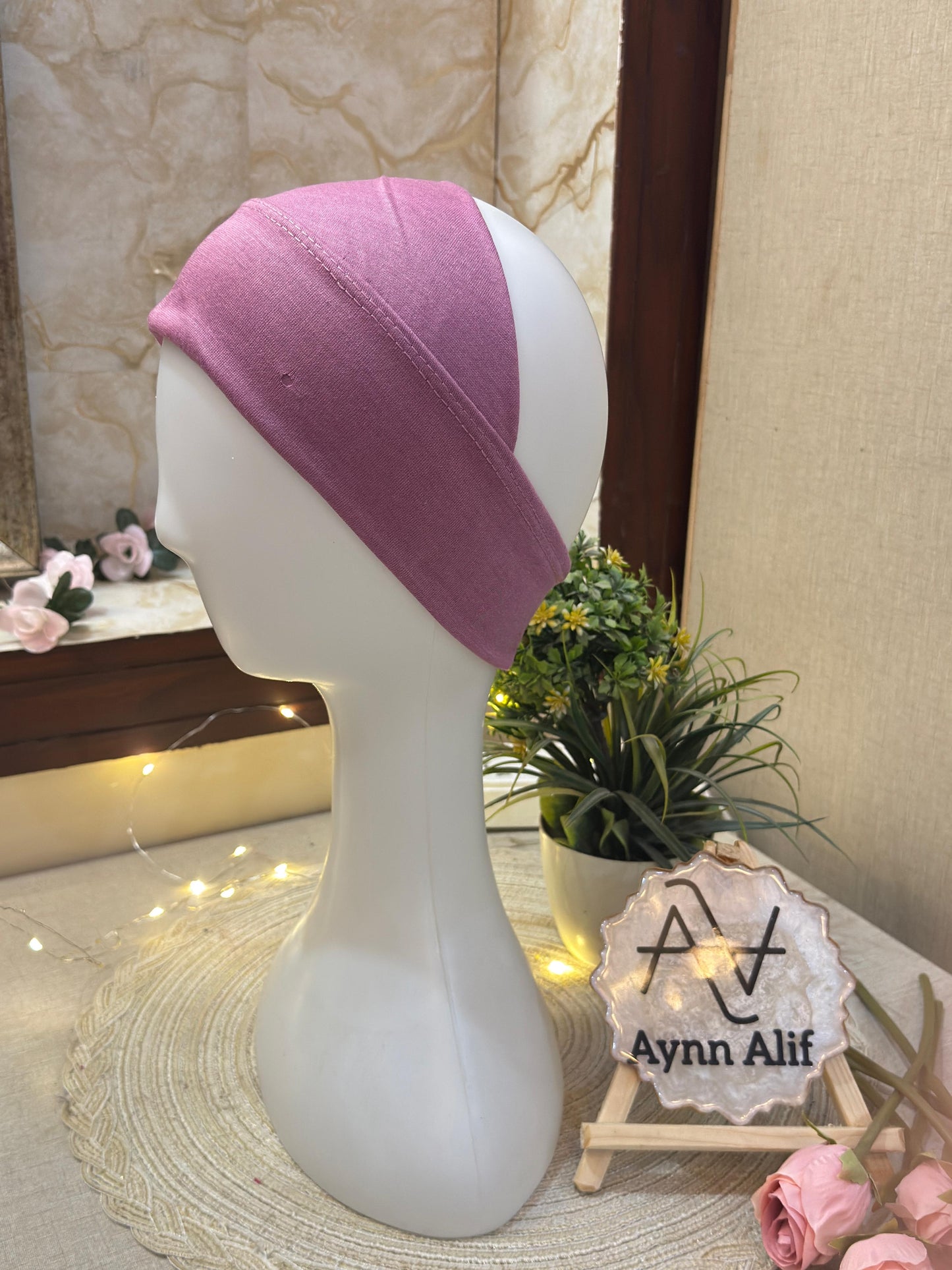 Tea pink tube underscarf band lightweight non slip hijab base