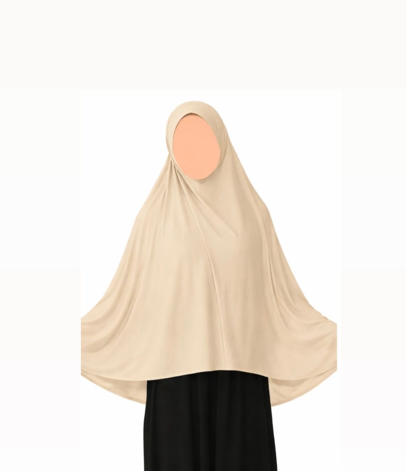 Vanilla cream teen khimar jersey prayer scarf anti slip full coverage modest hijab for namaz