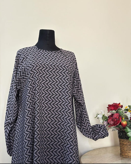 Black abbaya with aztec print A line abbaya