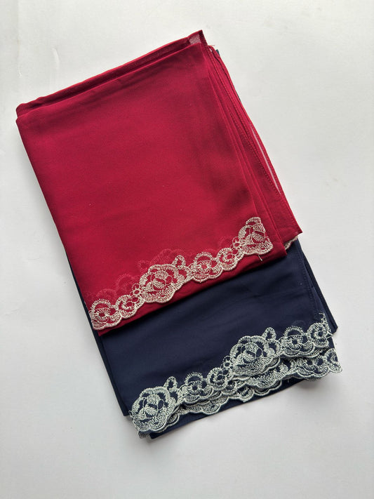 Chiffon Georgette with floral embroidered