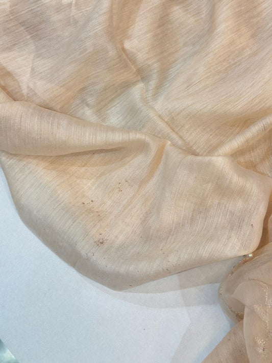 Cotton Silk Hijab With Embroidered Organza Border