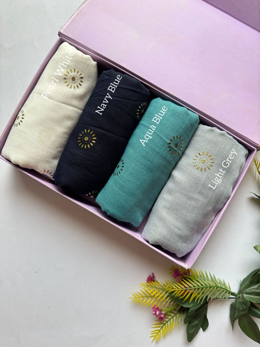 Turkish Lawn with Golden Embossed