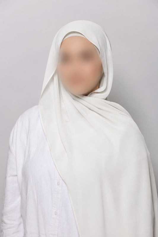 White Instant Chiffon Georgette Hijab with Built-In Magnet