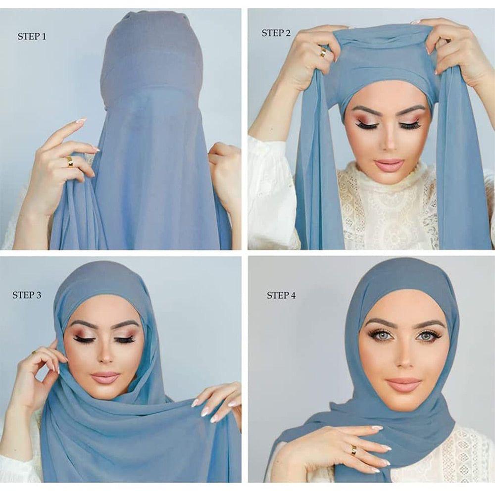 Multi Colours Instant Hijabs With Tube Band Attached