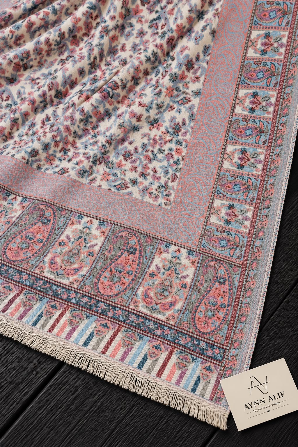 Powder Pink and White- Kashmiri Kani Mini Shawl