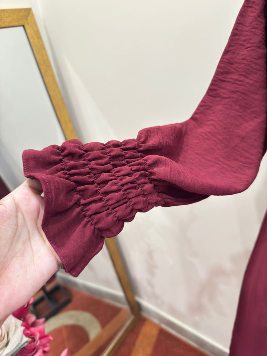 Maroon Front Open Button Down Abaya