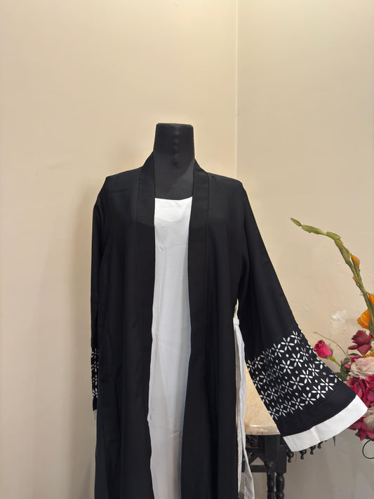 Laser Cut Kimono Abaya