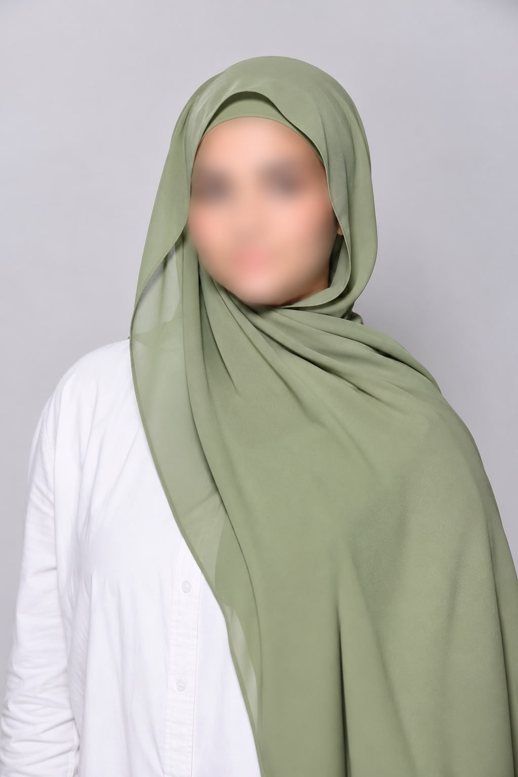 Apple Green Instant Chiffon Georgette Hijab with Built-In Magnet