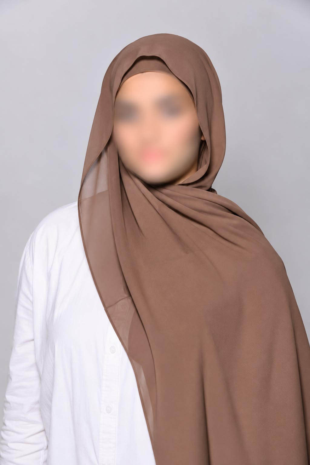 Light Brown Instant Chiffon Georgette Hijab with Built-In Magnet