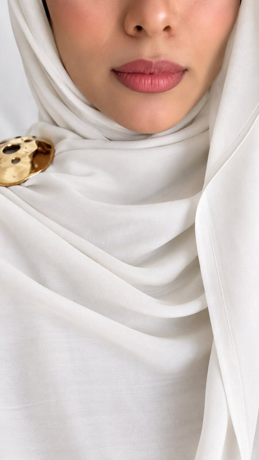 Pearl White- Plain Modal Hijab