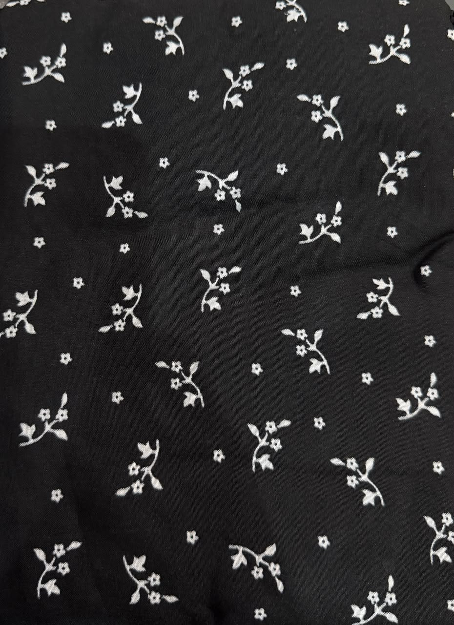Black Mini Floral Print Lawn Namaz Chaadar