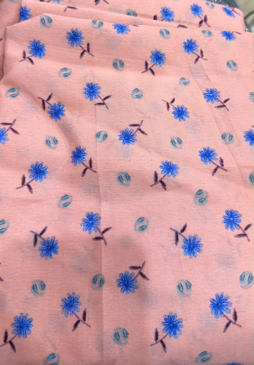 Peach Pink Blue Floral Print Lawn Namaz Chaadar