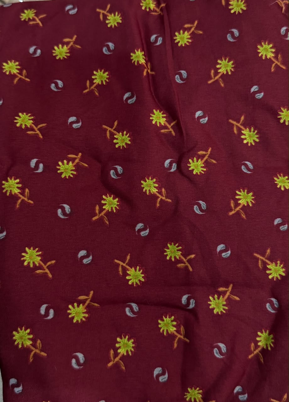 Burgundy Mini Floral Print Lawn Namaz Chaadar