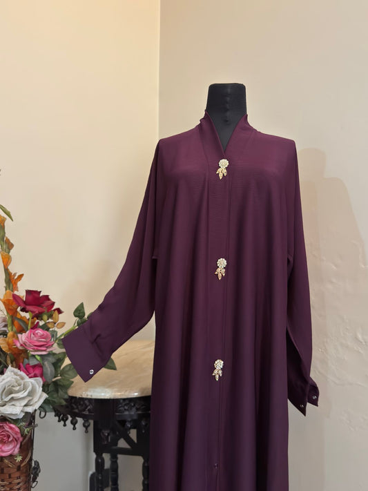 Front Open Crushed Nida Abaya