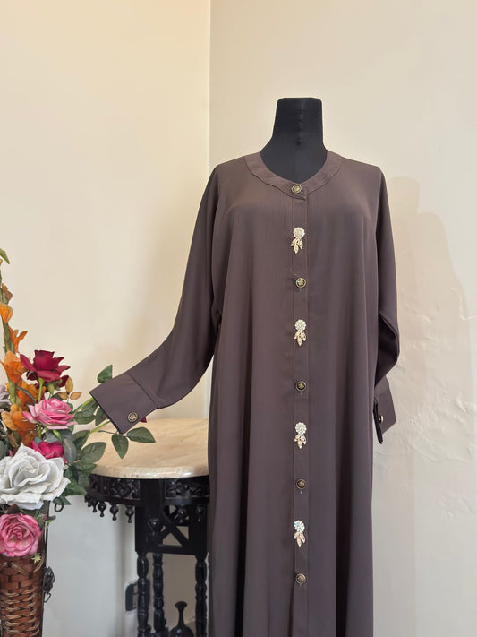 Front Open Crushed Nida Abaya