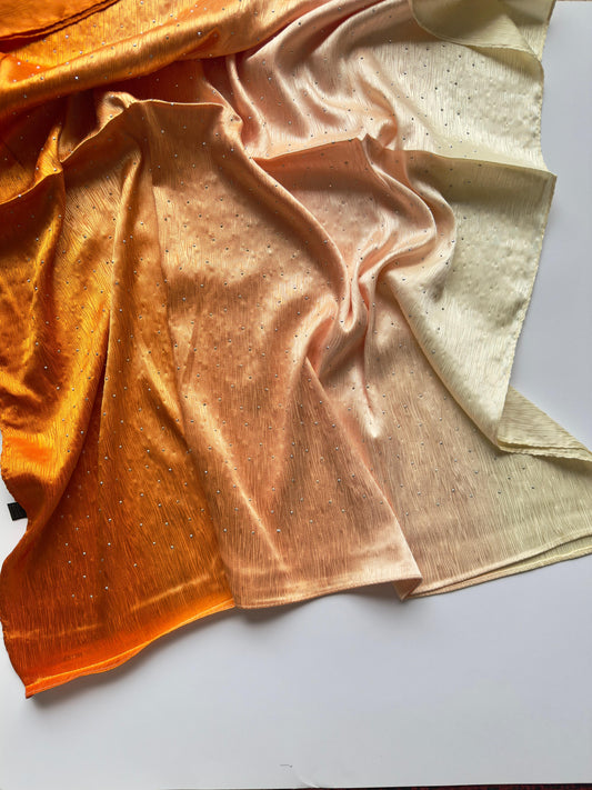 Stones Studded Ombre Silk Satin Hijab