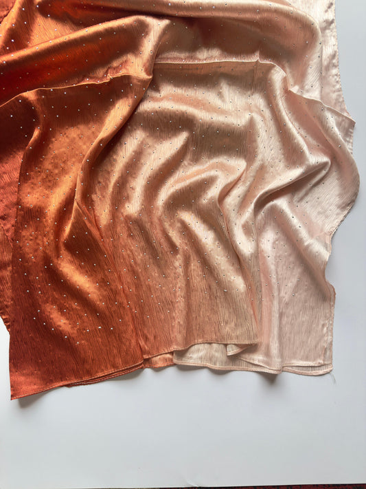 Stones Studded Ombre Silk Satin Hijab