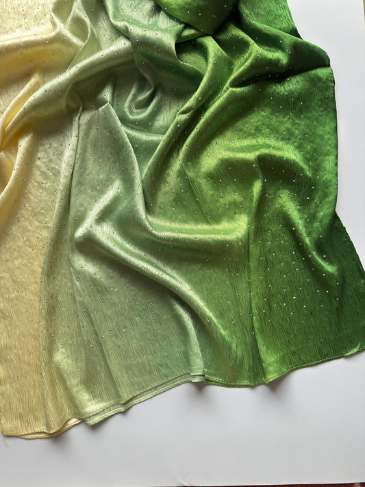 Stones Studded Ombre Silk Satin Hijab