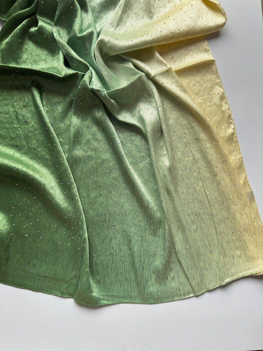 Stones Studded Ombre Silk Satin Hijab