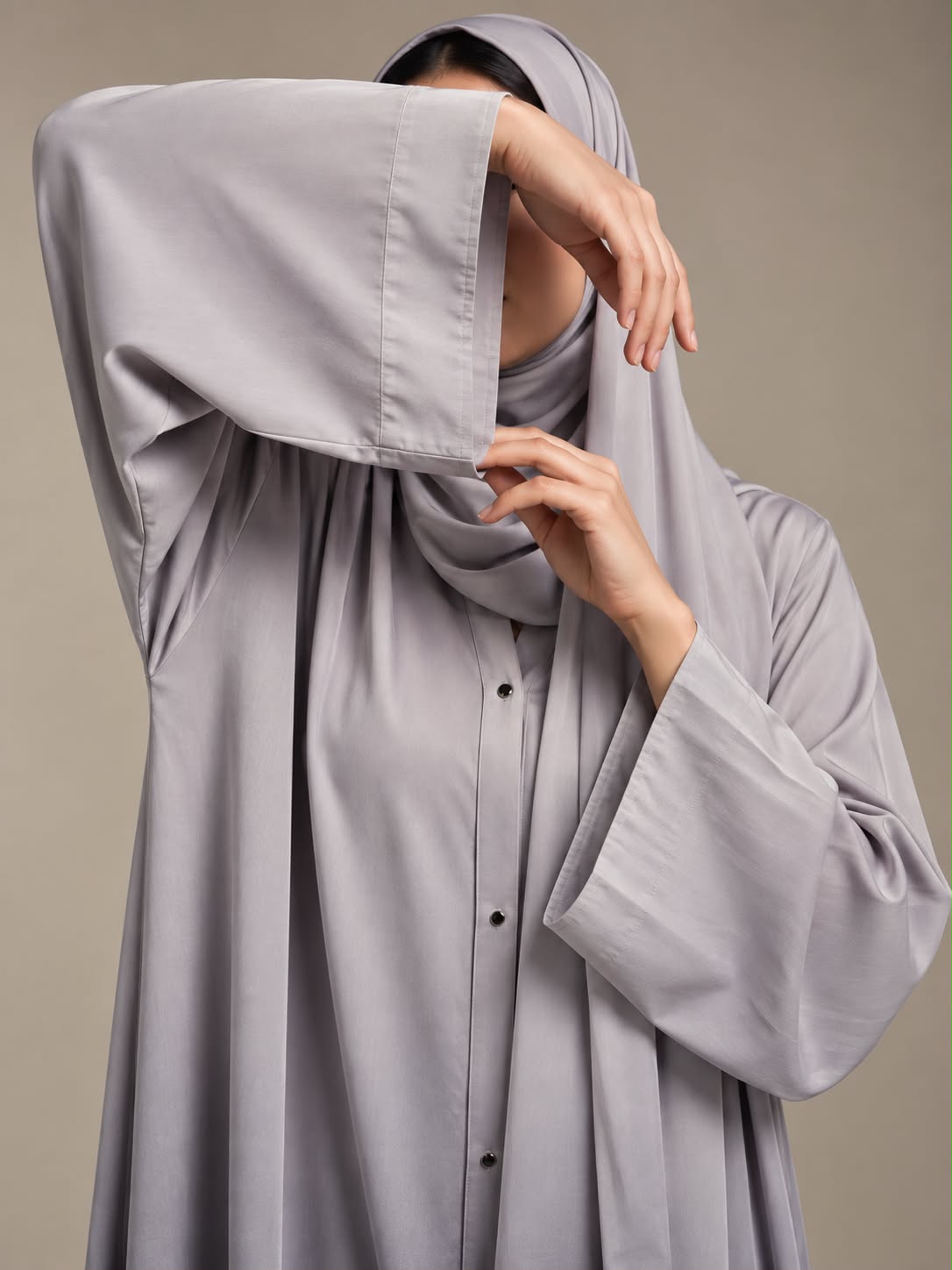 Silver Mist Ombre Silk Abaya