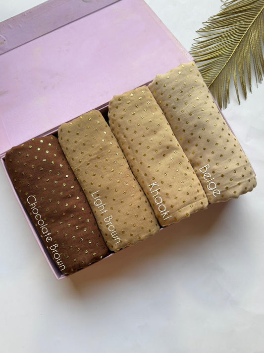 Golden Dotted Lawn Hijabs