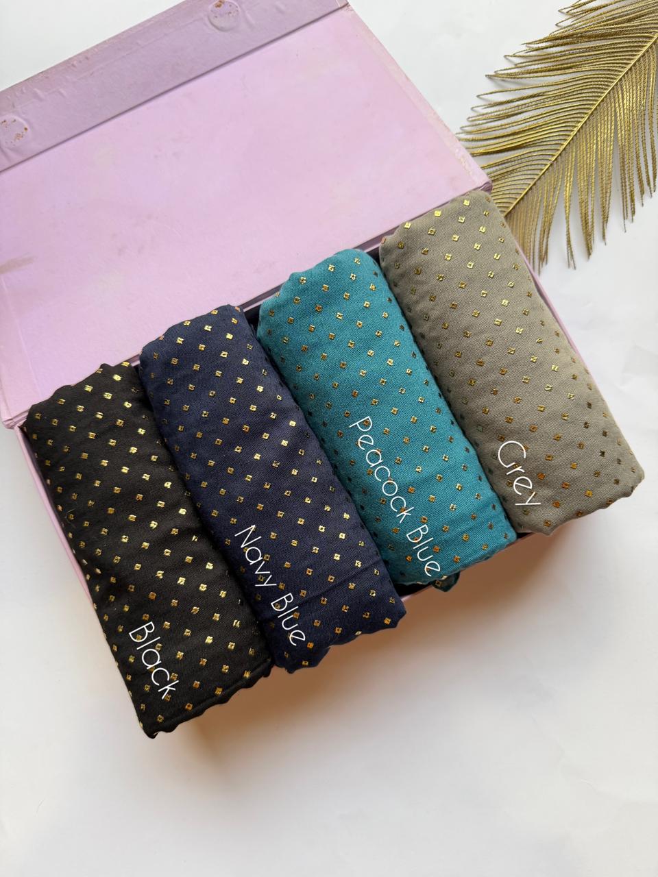 Golden Dotted Lawn Hijabs
